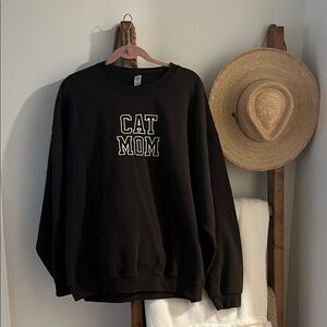 Embroidered Cat Mom Sweatshirt